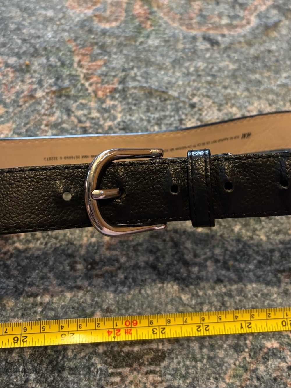 H&M Black Leather Belt with Silver Buckle